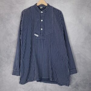 SMS Sima Fisherman Smock Shirt Mens 3XL Striped Grandad Collar French Workwear